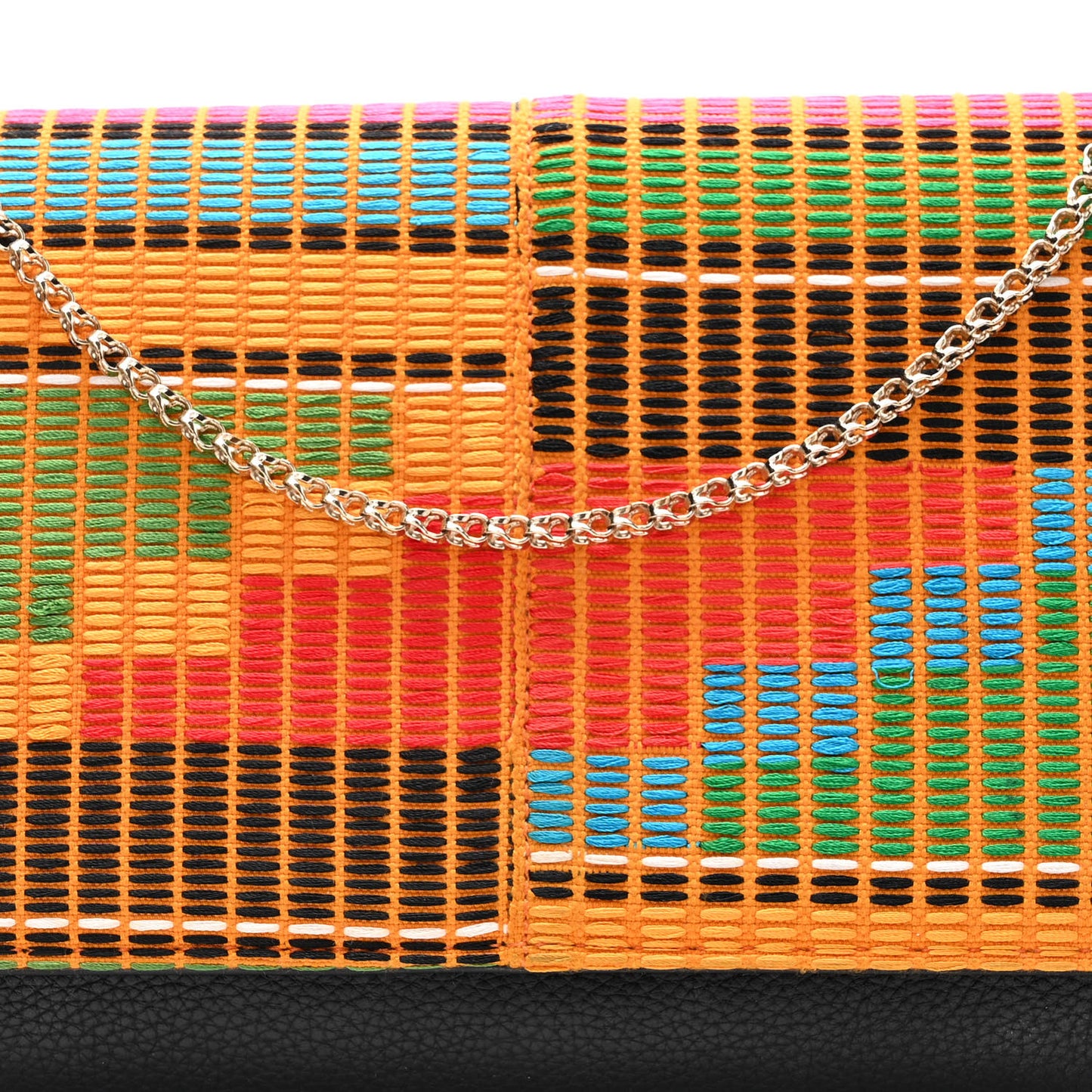 Canvas Embroidered Calfskin Spikes Paloma Africube Clutch Multicolor