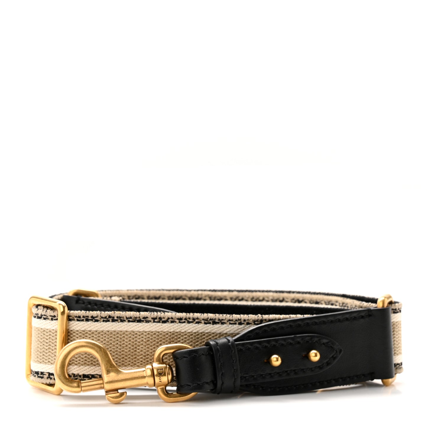 Canvas Embroidered Shoulder Strap Black Ecru
