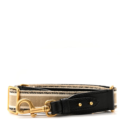 Christian Dior Canvas Embroidered Shoulder Strap Black Ecru 1 of 7