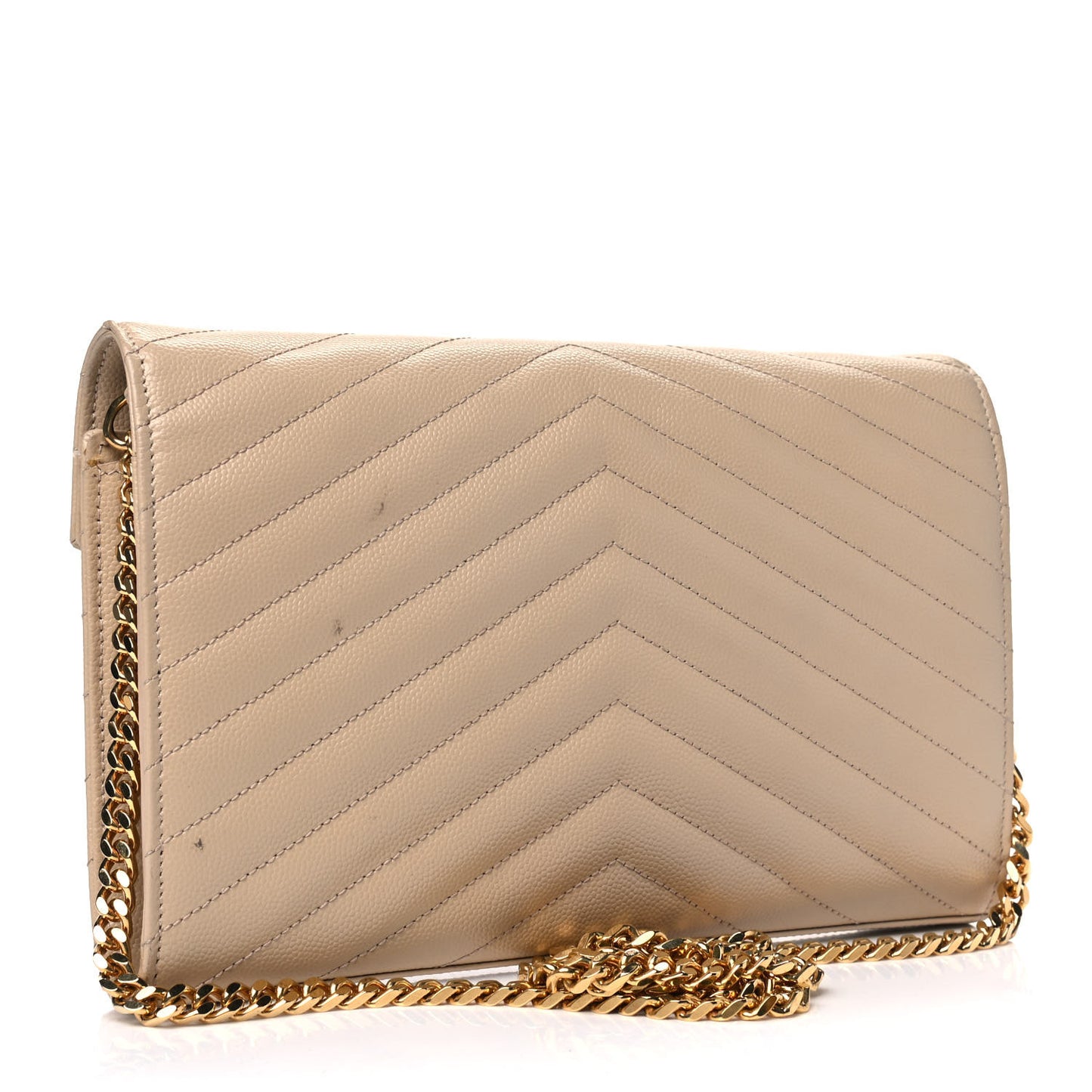 Grain De Poudre Matelasse Chevron Monogram Chain Wallet Nude Powder