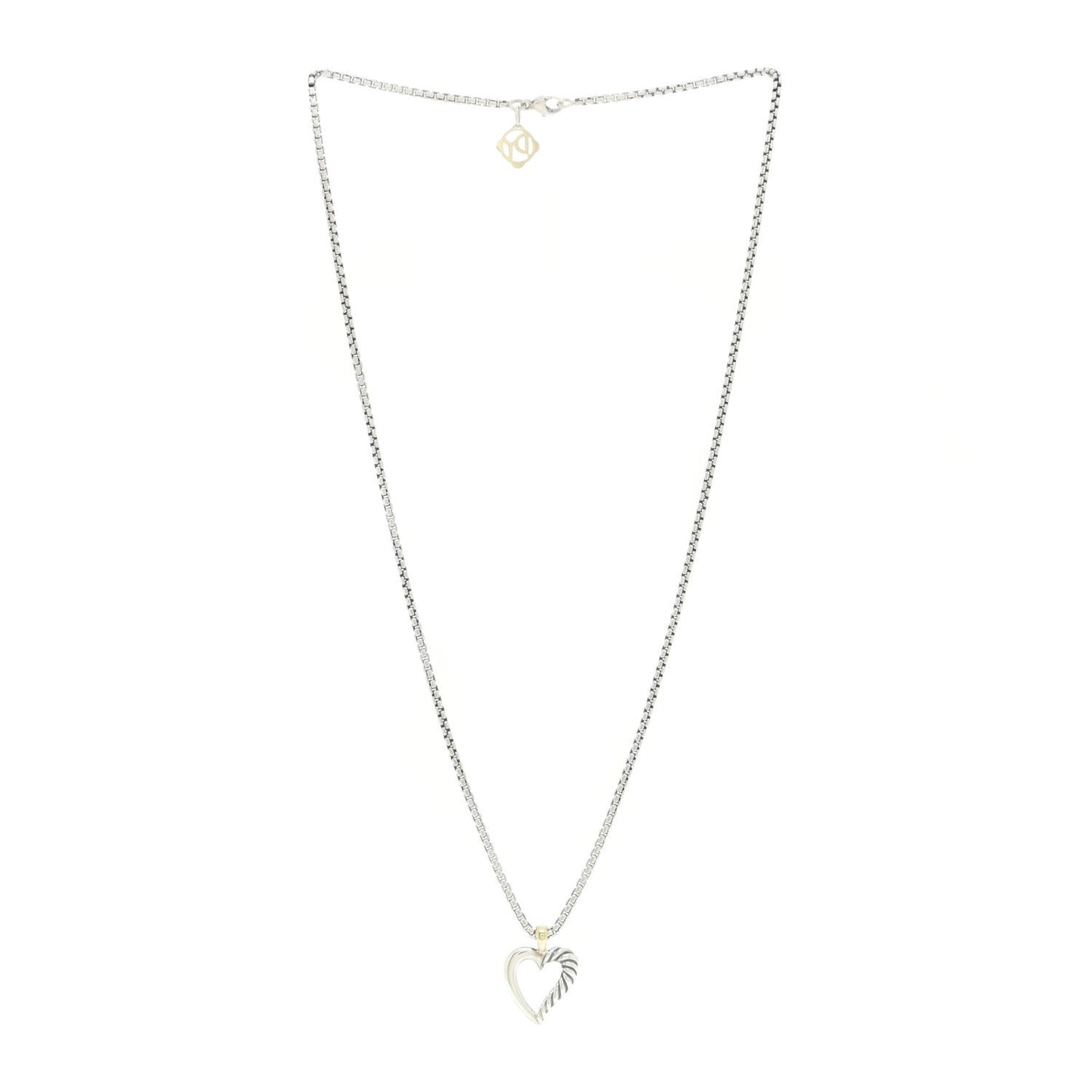 Sterling Silver 14K Yellow Gold Mini Cable Heart Pendant Necklace
