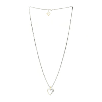 David Yurman Sterling Silver 14K Yellow Gold Mini Cable Heart Pendant Necklace 3 of 6