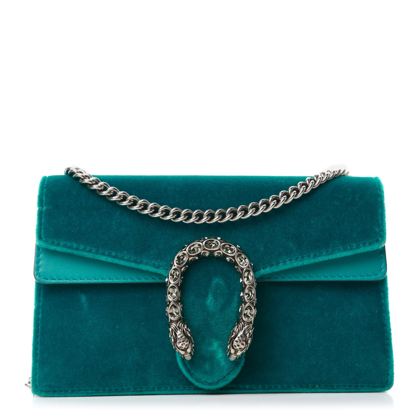 Velvet Super Mini Dionysus Shoulder Bag Pavone Cyan