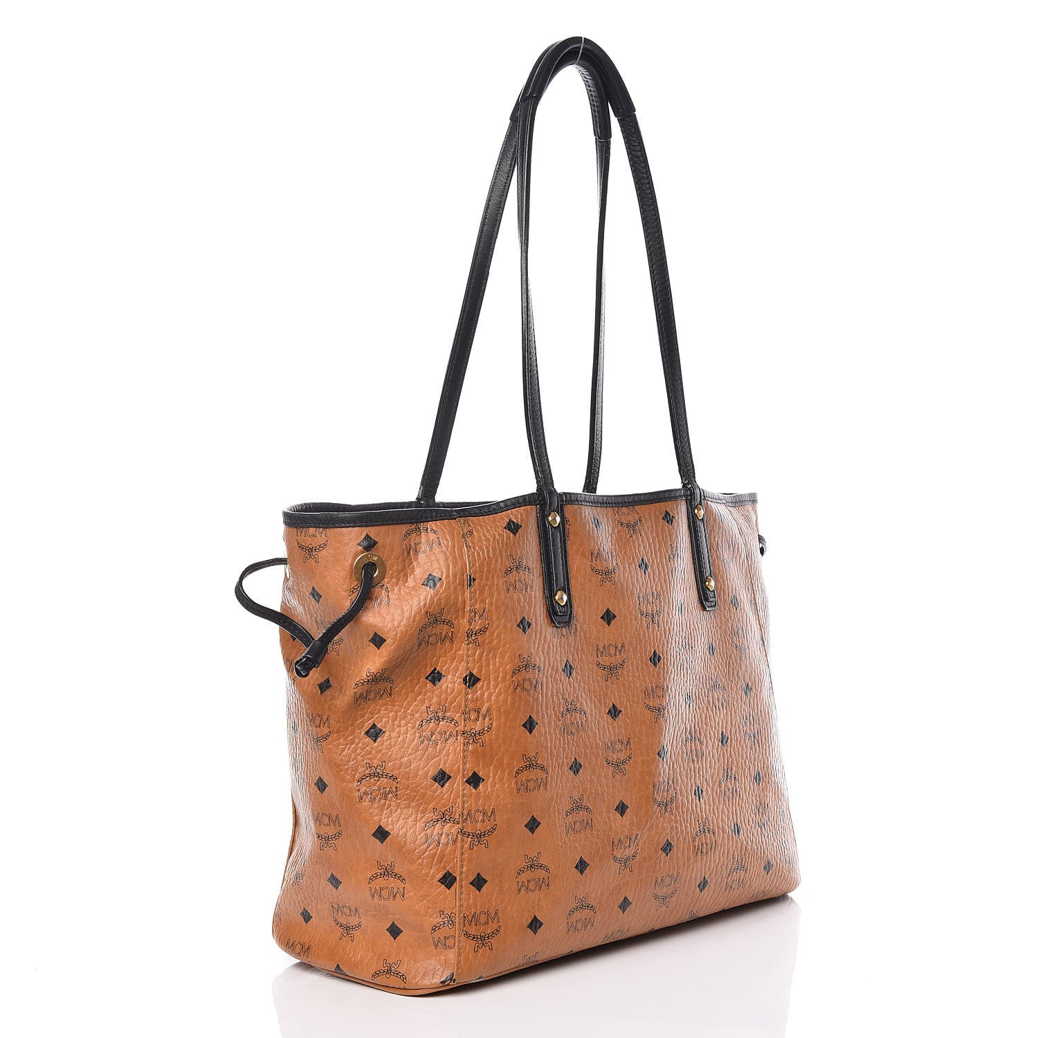 MCM Visetos Medium Anya Shopping Tote Cognac Black 5 of 37