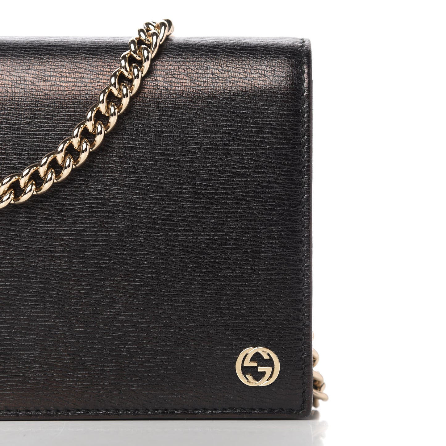 Textured Calfskin Medium Betty Chain Wallet Black