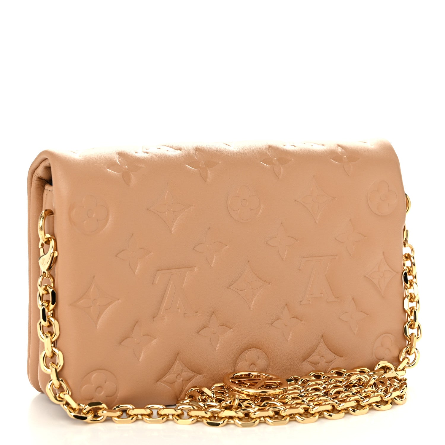 Louis Vuitton Lambskin Embossed Monogram Pochette Coussin Camel 3 of 10