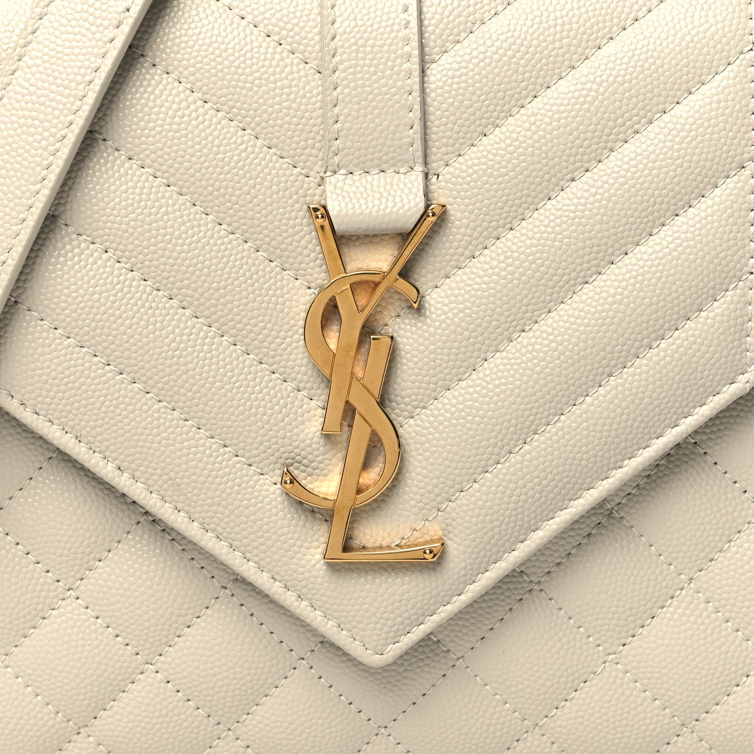 Saint Laurent Grain De Poudre Textured Mixed Matelasse Triquilt Medium Monogram Satchel Crema Soft 13 of 21