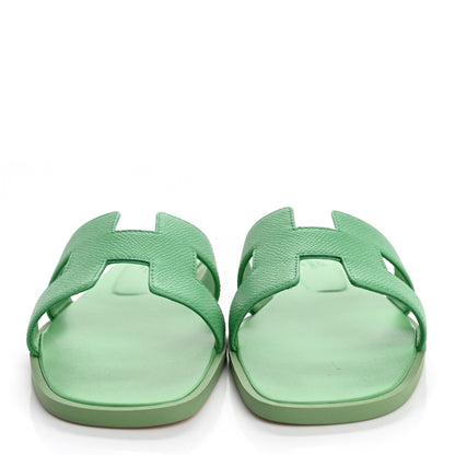 Hermes Epsom Oran Sandals 38 Vert Pomme 3 of 13