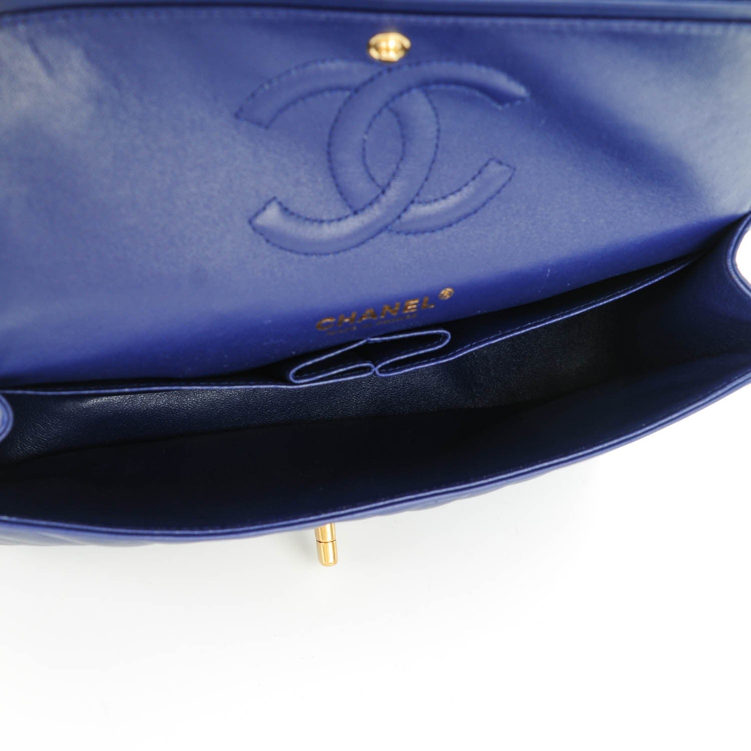Chanel Lambskin Chevron Quilted Medium Double Flap Blue 5 of 7