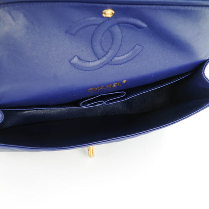 Chanel Lambskin Chevron Quilted Medium Double Flap Blue 5 of 7