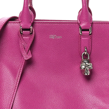 Alexander McQueen Pebbled Calfskin Small Skull Padlock Zip Around Tote Bouganville 7 of 9