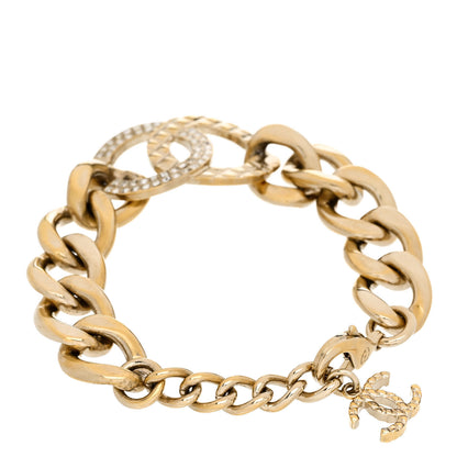 Chanel Baguette Crystal Quilted CC Chain Bracelet Gold 3 of 5