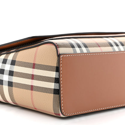 Burberry Coated Canvas Calfskin Vintage Check Medium Note Crossbody Bag Briar Brown 8 of 9