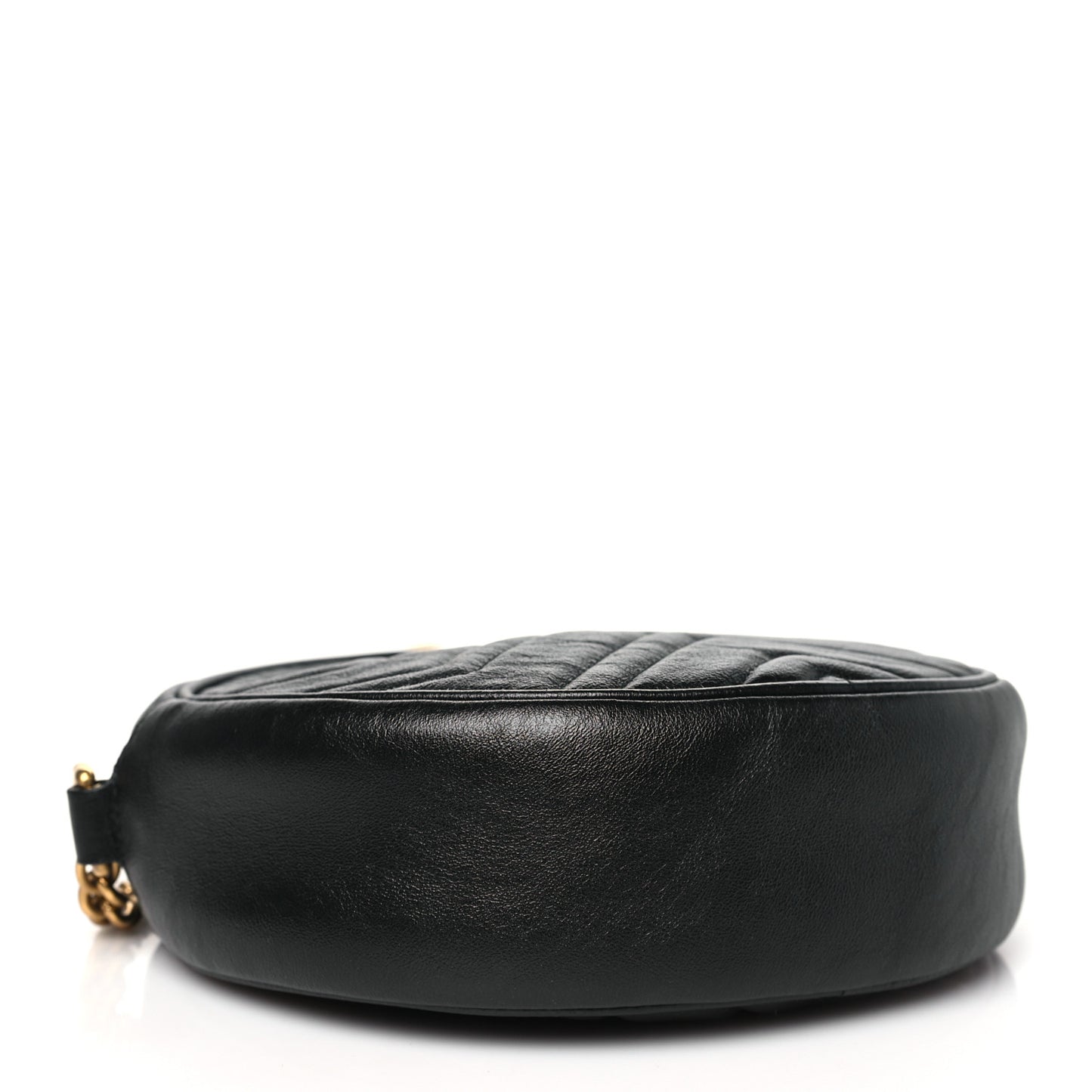 Azalea Calfskin Matelasse Heart Mini GG Marmont Round Shoulder Bag Black