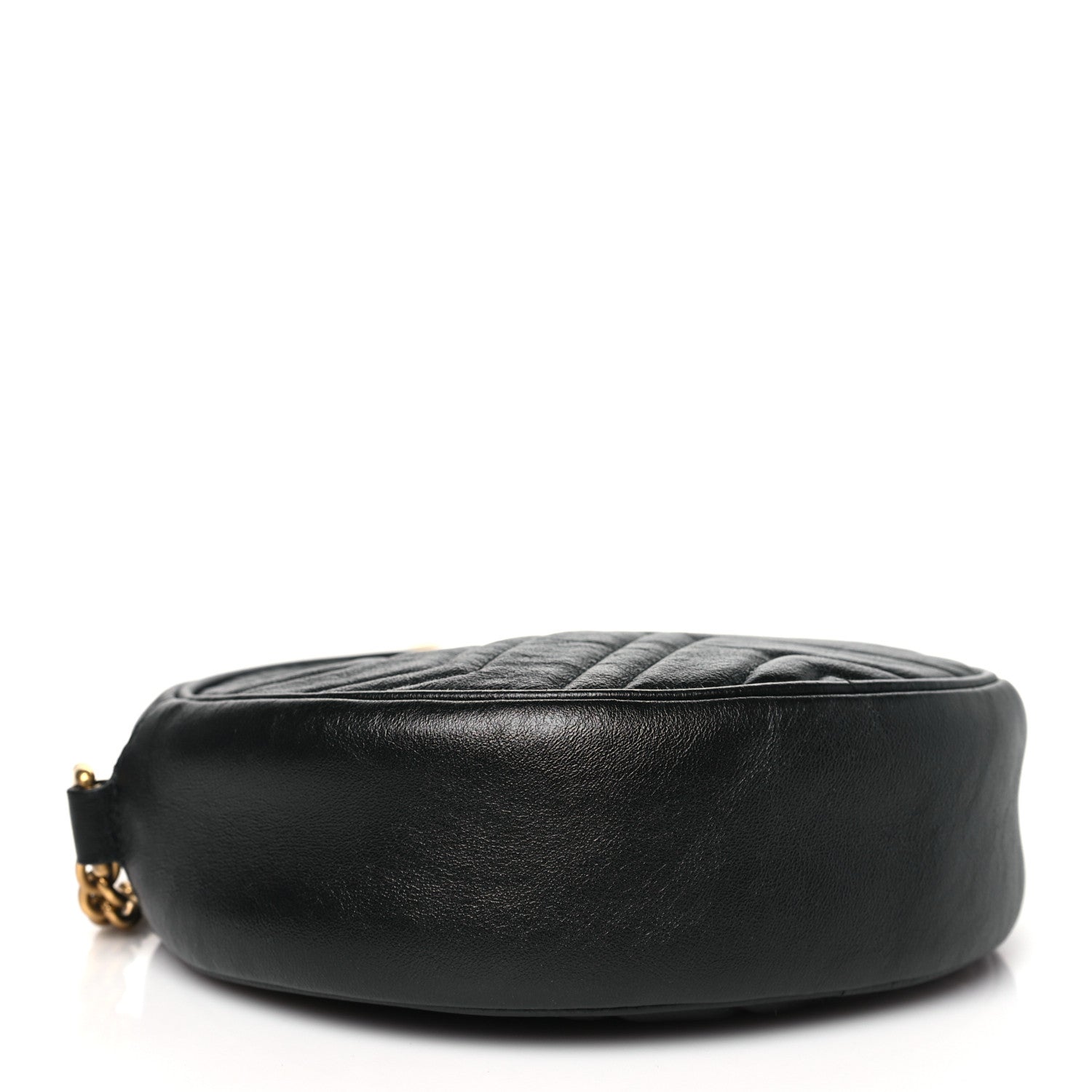 Gucci Azalea Calfskin Matelasse Heart Mini GG Marmont Round Shoulder Bag Black 4 of 10