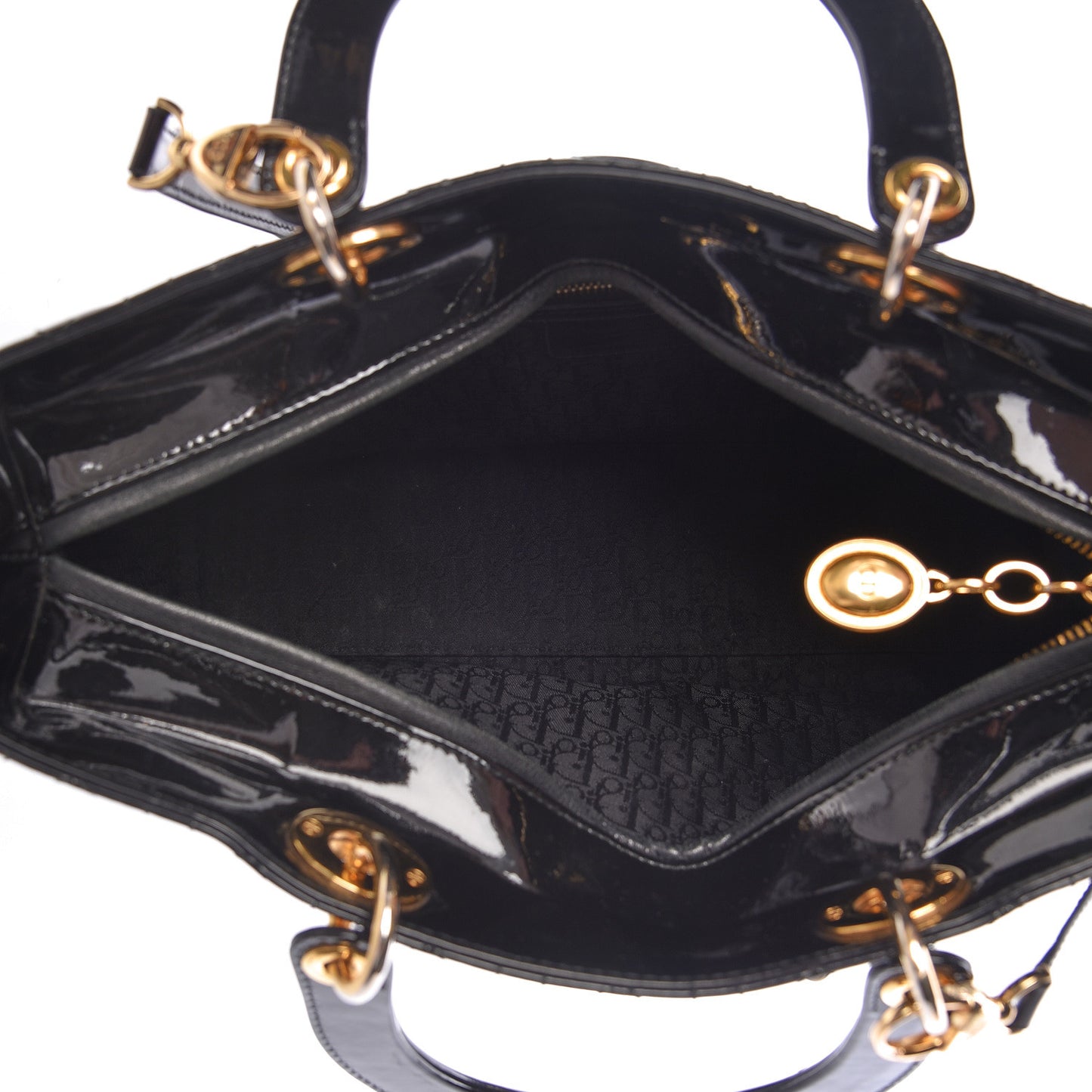 Patent Cannage Large Lady Dior Black