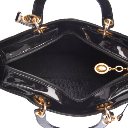 Christian Dior Patent Cannage Large Lady Dior Black 5 of 11