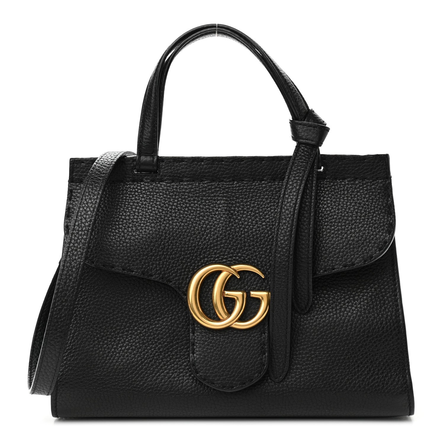 Gucci Calfskin Mini GG Marmont Top Handle Bag Black 1 of 13