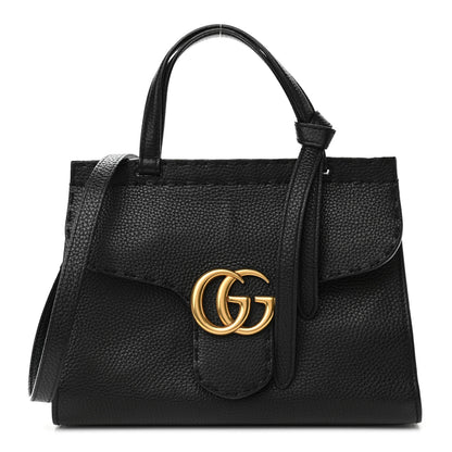 Gucci Calfskin Mini GG Marmont Top Handle Bag Black 1 of 13
