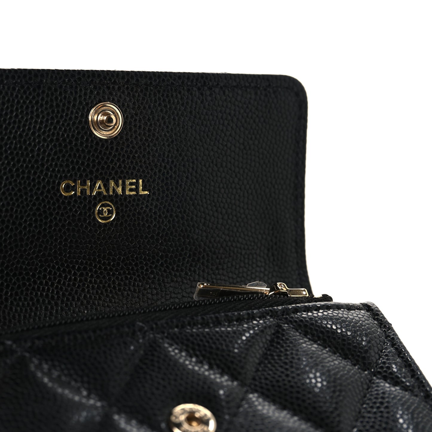 Caviar Quilted CC Glitter Flap Card Holder Black Black