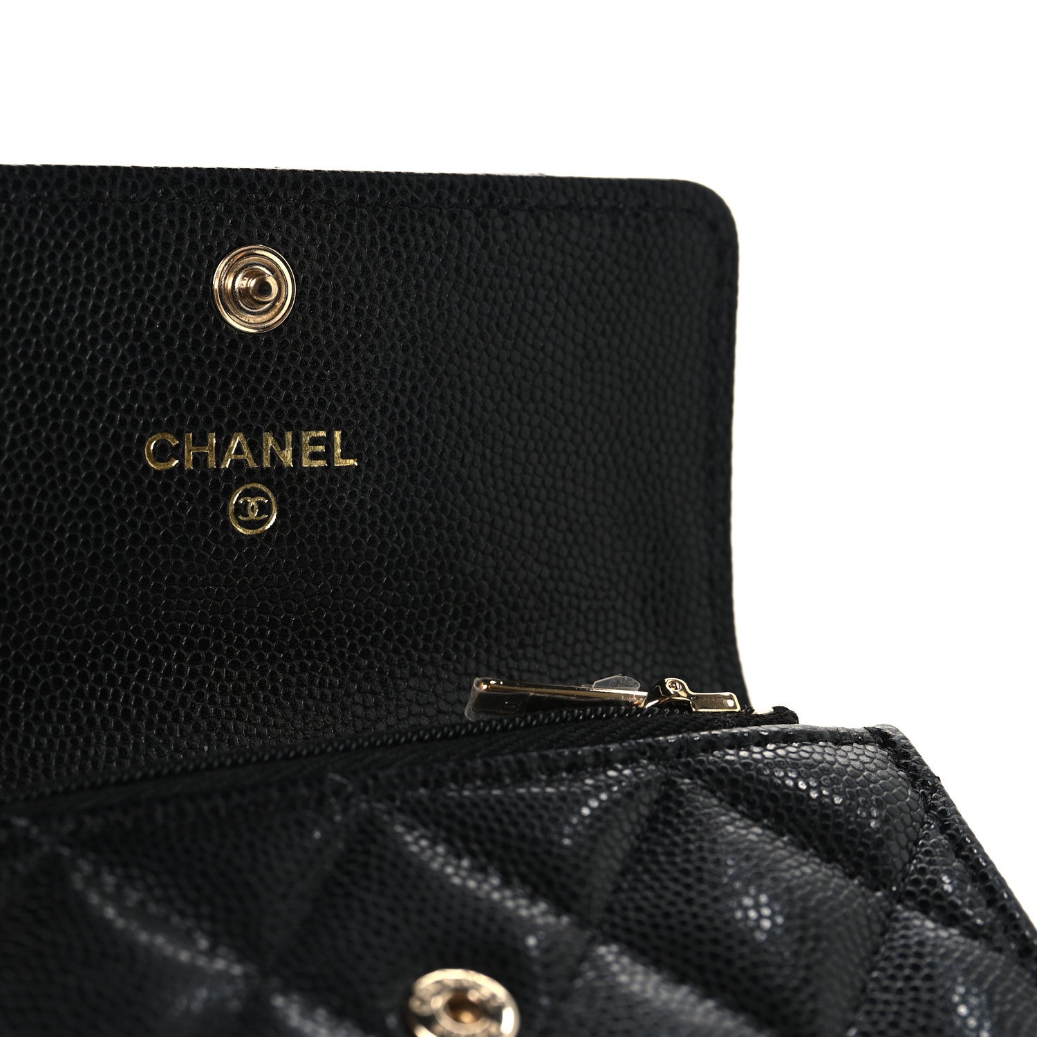 Chanel Caviar Quilted CC Glitter Flap Card Holder Black Black 6 of 8