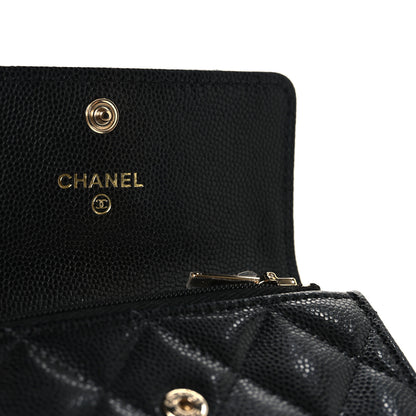 Chanel Caviar Quilted CC Glitter Flap Card Holder Black Black 6 of 8