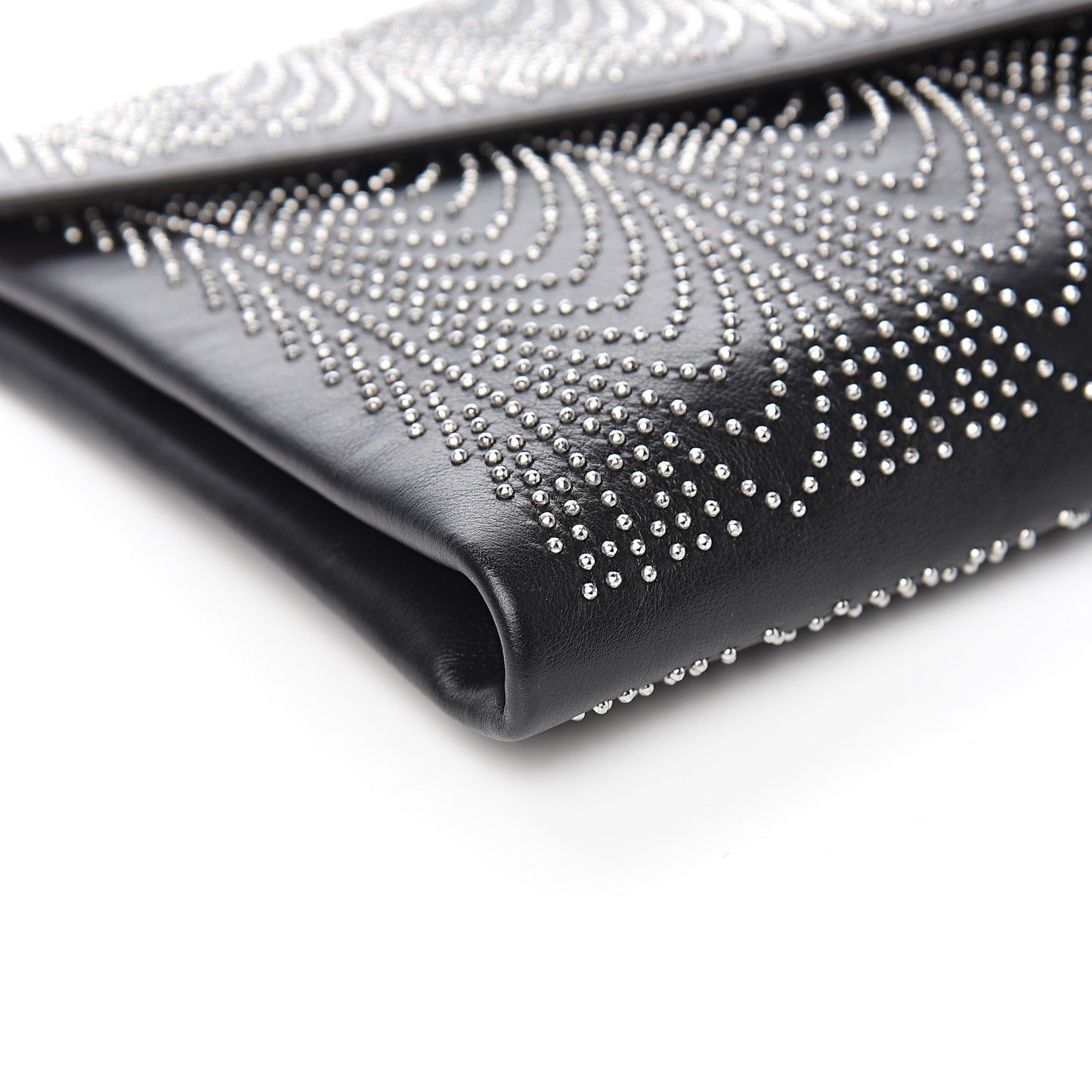 Calfskin Studded Envelope Clutch Black