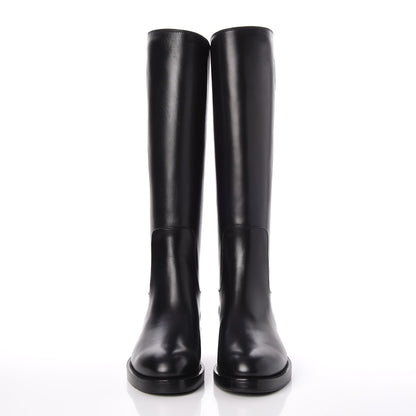 Louis Vuitton Calfskin Overdrive Flat High Boots 37.5 Black 2 of 8