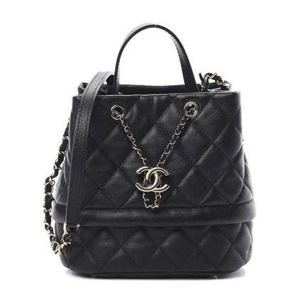 Chanel Caviar Quilted Rolled Up Bucket Drawstring Bag Black 1 of 12