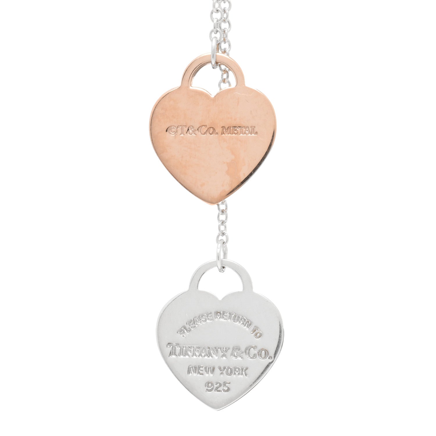Tiffany Sterling Silver Rubedo Heart Tag Drop Earrings 4 of 4