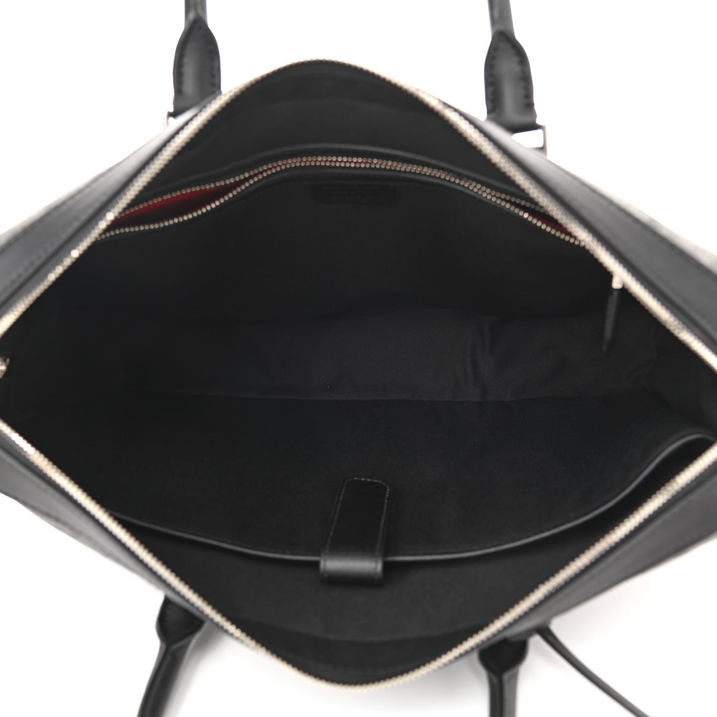 Gancini Monogram Calfskin Briefcase Black Grey