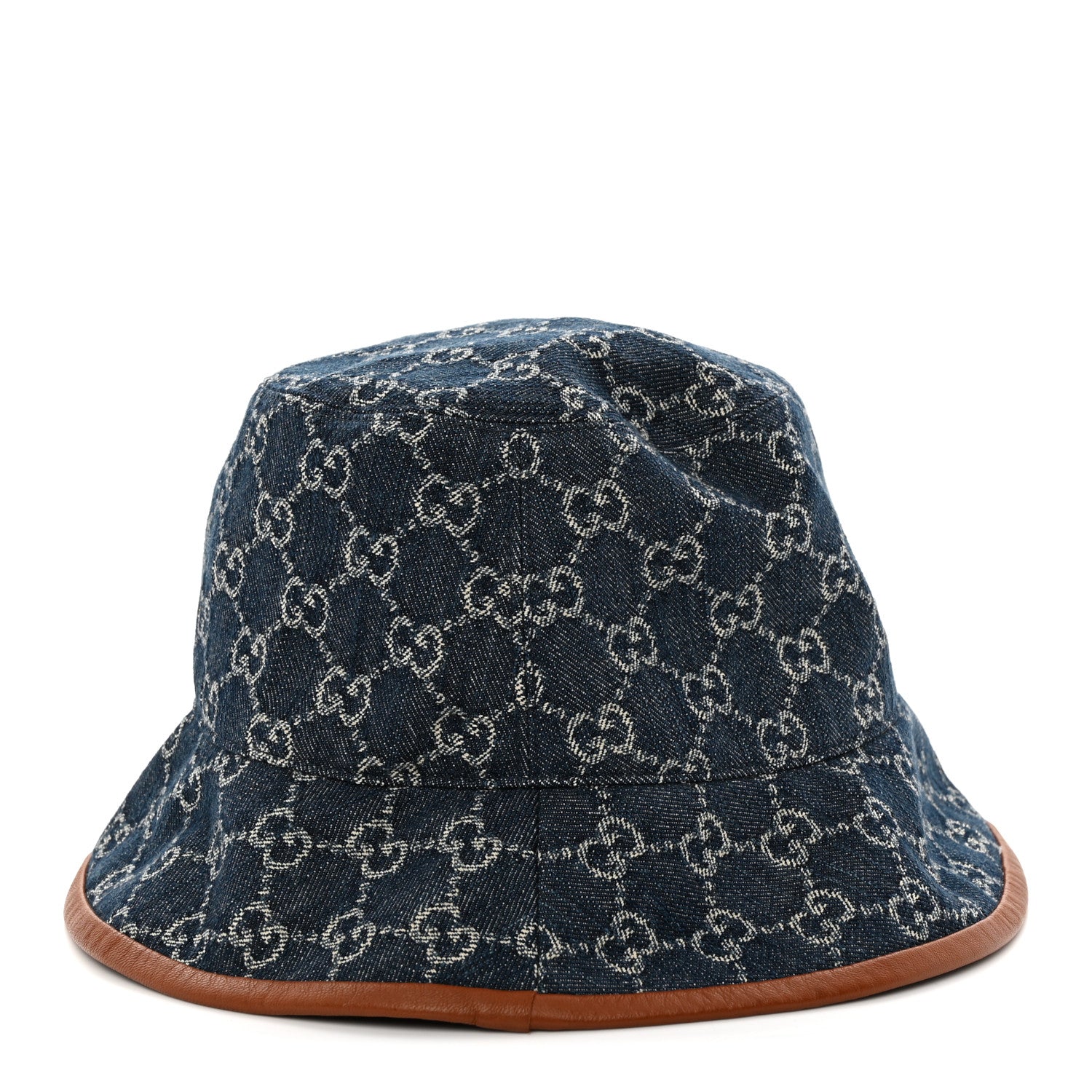 Gucci Washed Jacquard Denim Nappa GG Monogram Oscar Bucket Hat M Denim Cuir 1 of 9