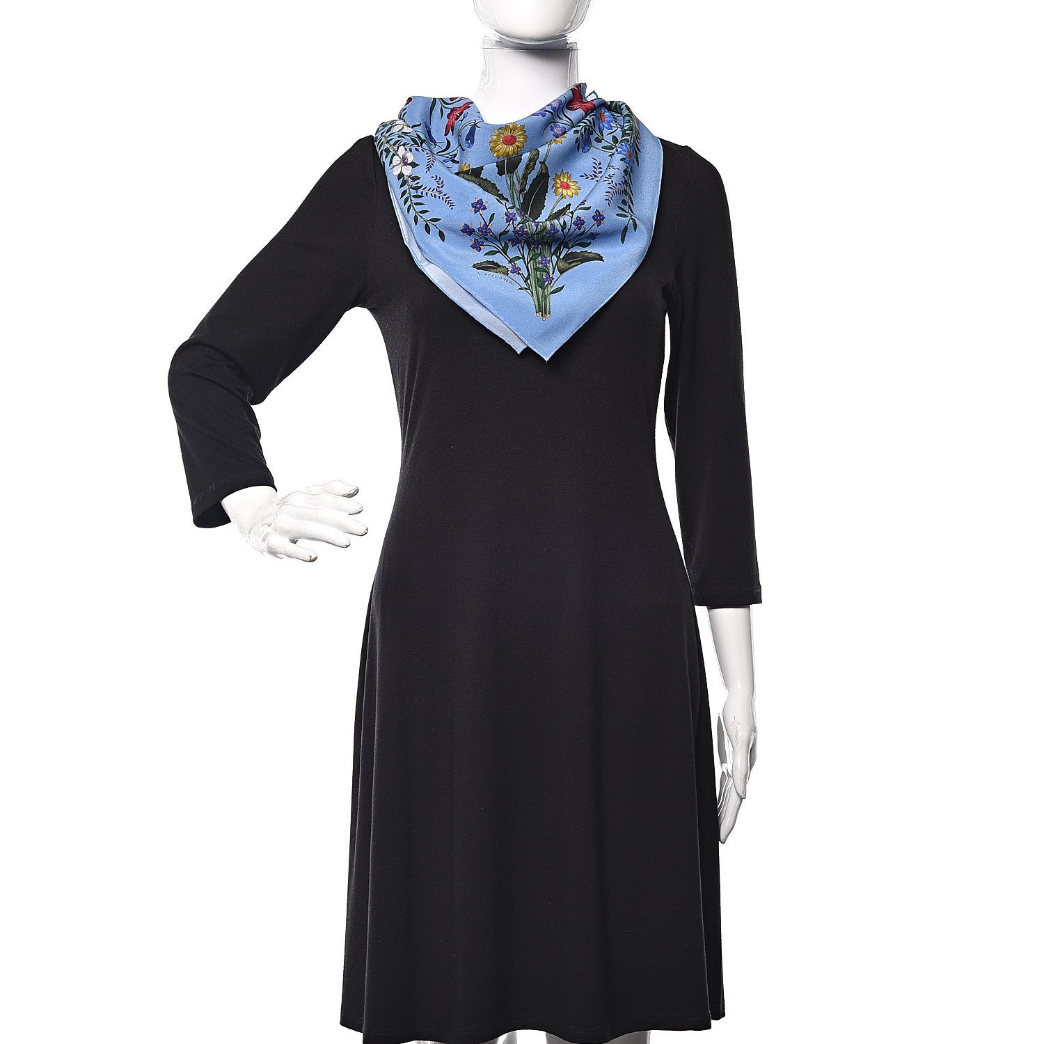 Gucci Silk Twill New Flora Square Scarf Bluette 2 of 5