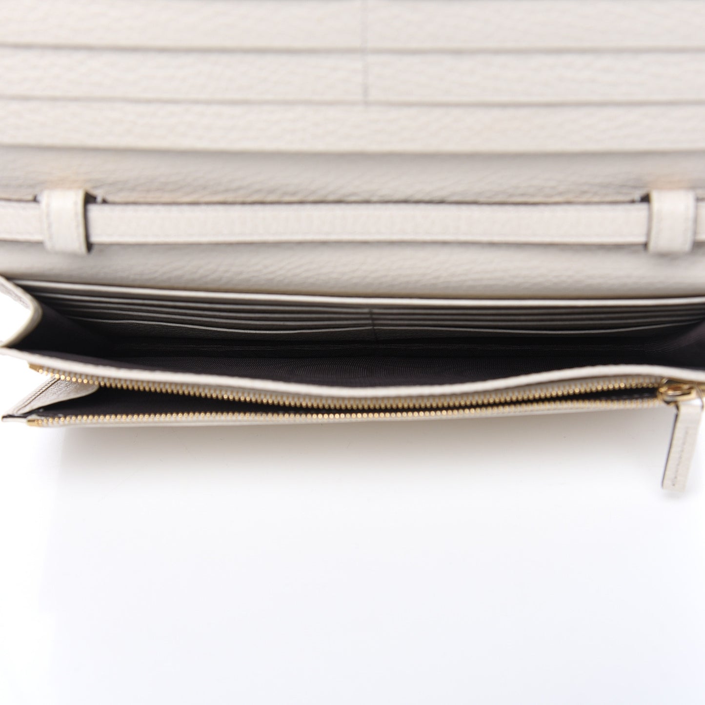 Dollar Calfskin Mini Swing Wallet Bag Mystic White