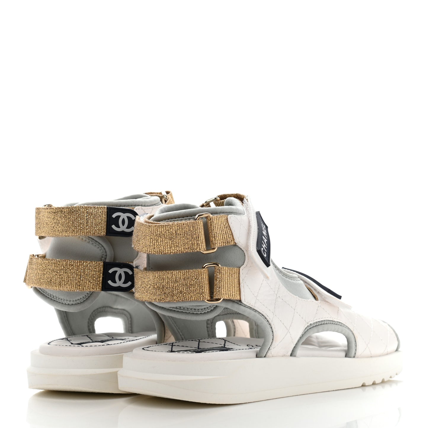 Goatskin Fabric Gladiator Sandals 40 White Light Grey Navy Blue
