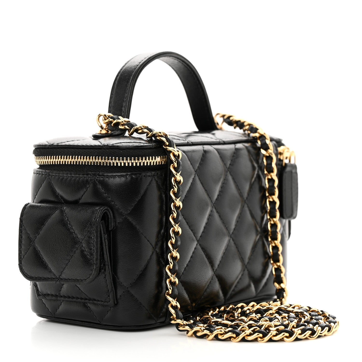 Chanel Lambskin Quilted Polly Pocket East West Top Vanity With Chain Black 3 of 11