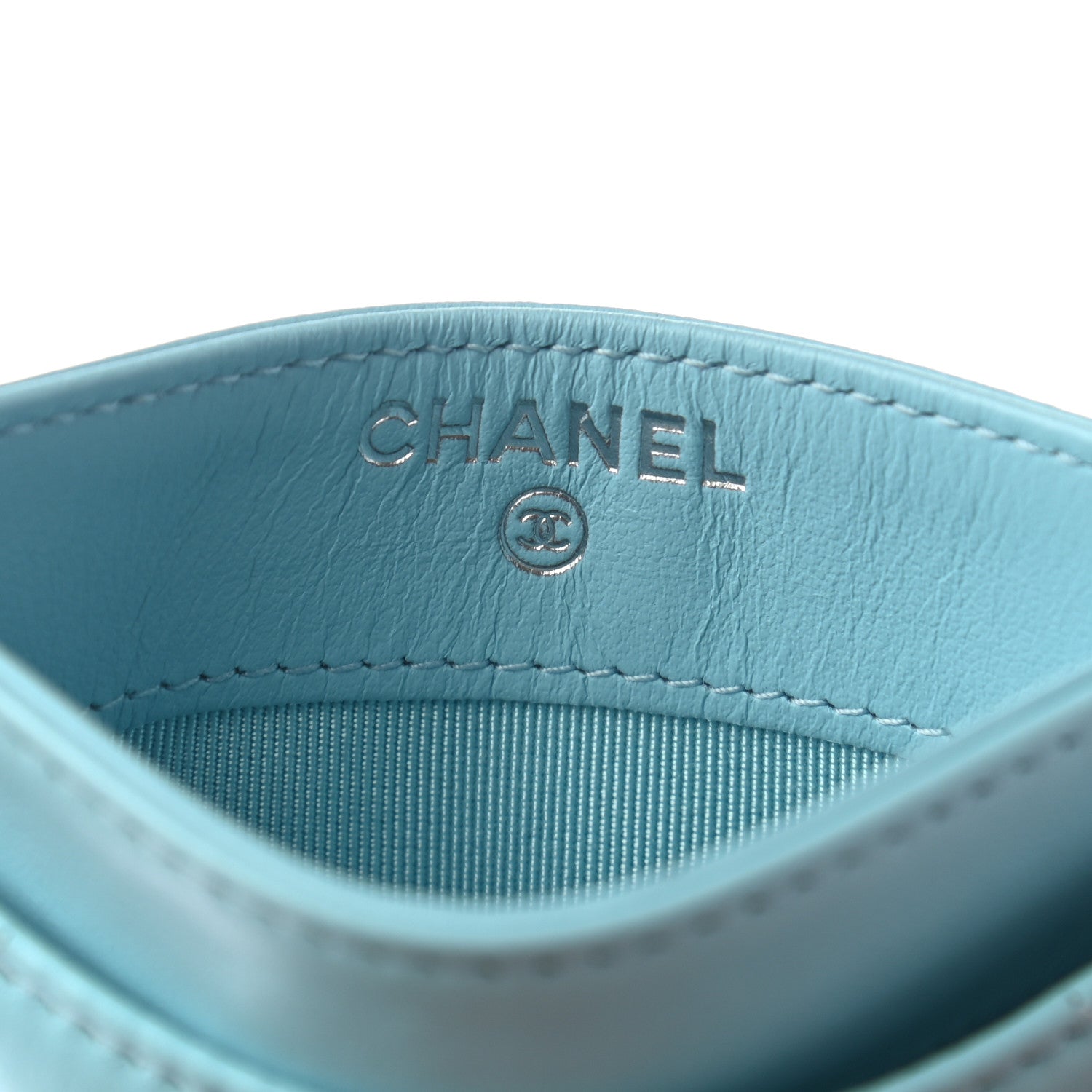 Chanel Lambskin Quilted Card Holder Light Blue 5 of 7