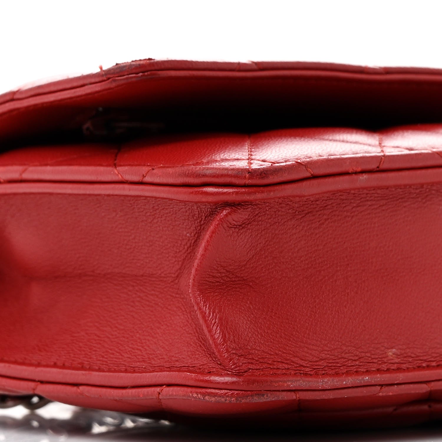 Chanel Lambskin Quilted Wallet On Chain WOC Red 10 of 15