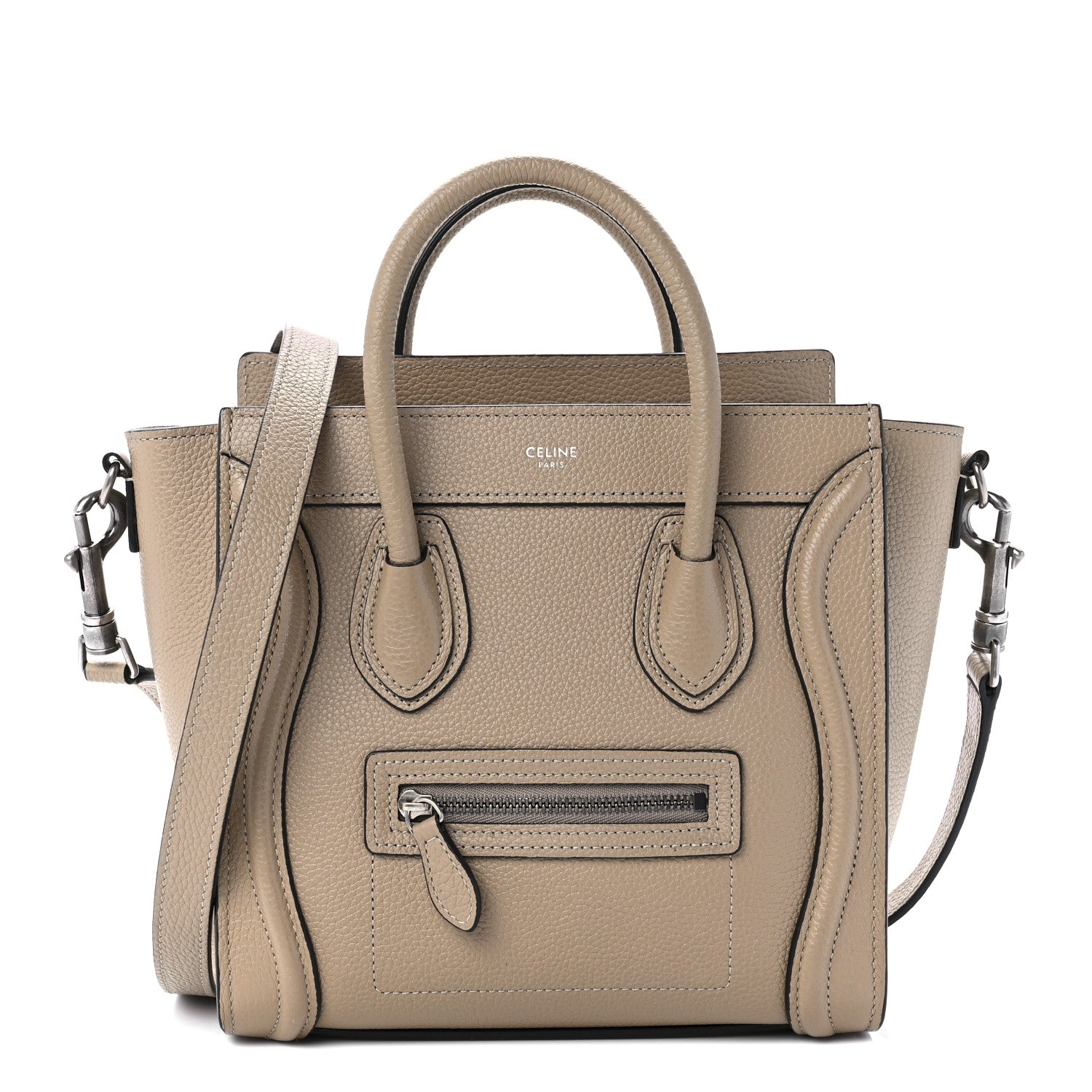 Celine Drummed Calfskin Nano Luggage Dune 1 of 10