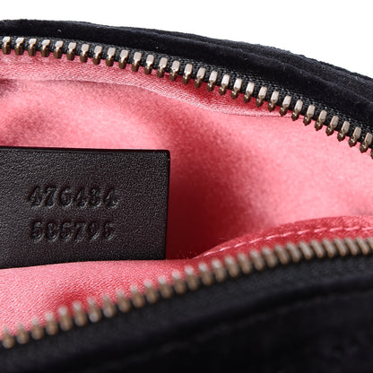 Gucci Velvet Matelasse GG Marmont Belt Bag 85 34 Black 6 of 10