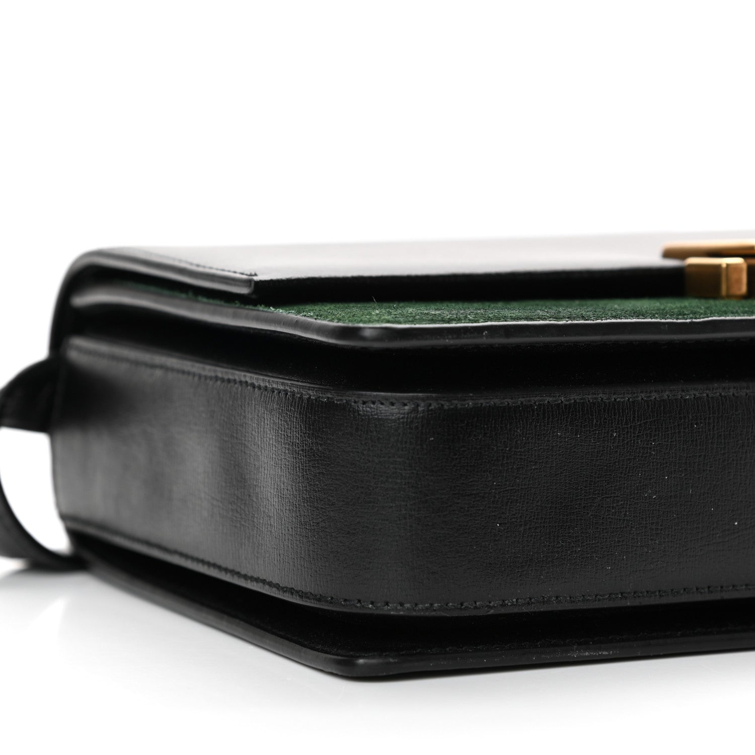 Saint Laurent Smooth Calfskin Suede Medium Bellechasse Black Dark Green 8 of 11