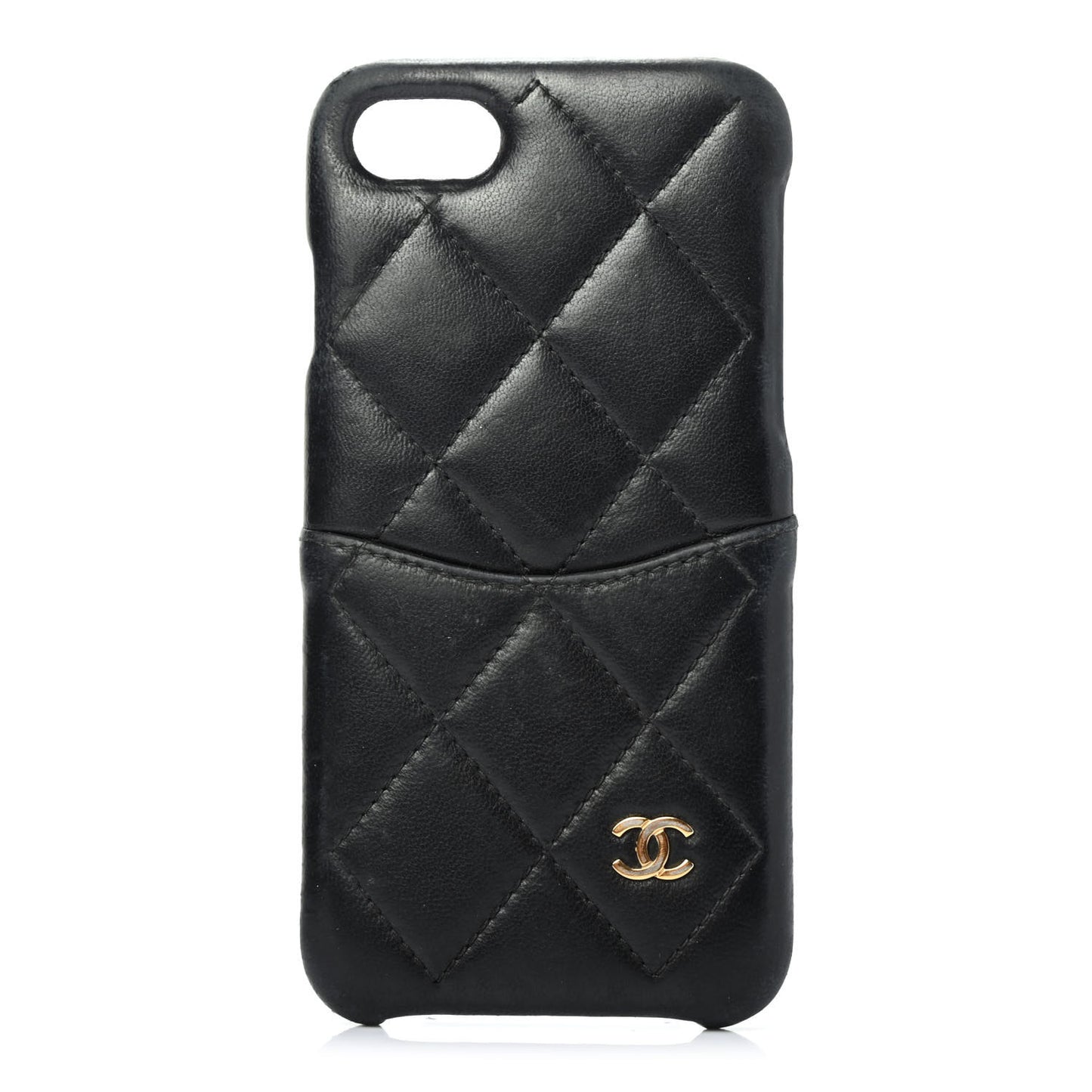 Lambskin Quilted iPhone 7/8 Coco Tech Case Black