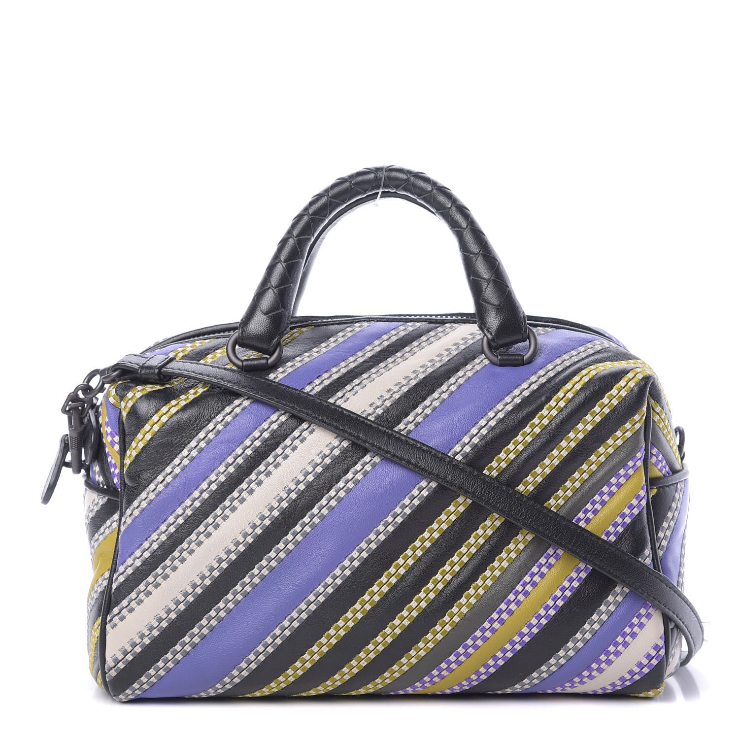 Bottega Veneta Nappa Diagonal Stripe Boston Lavender Black Multi 1 of 12