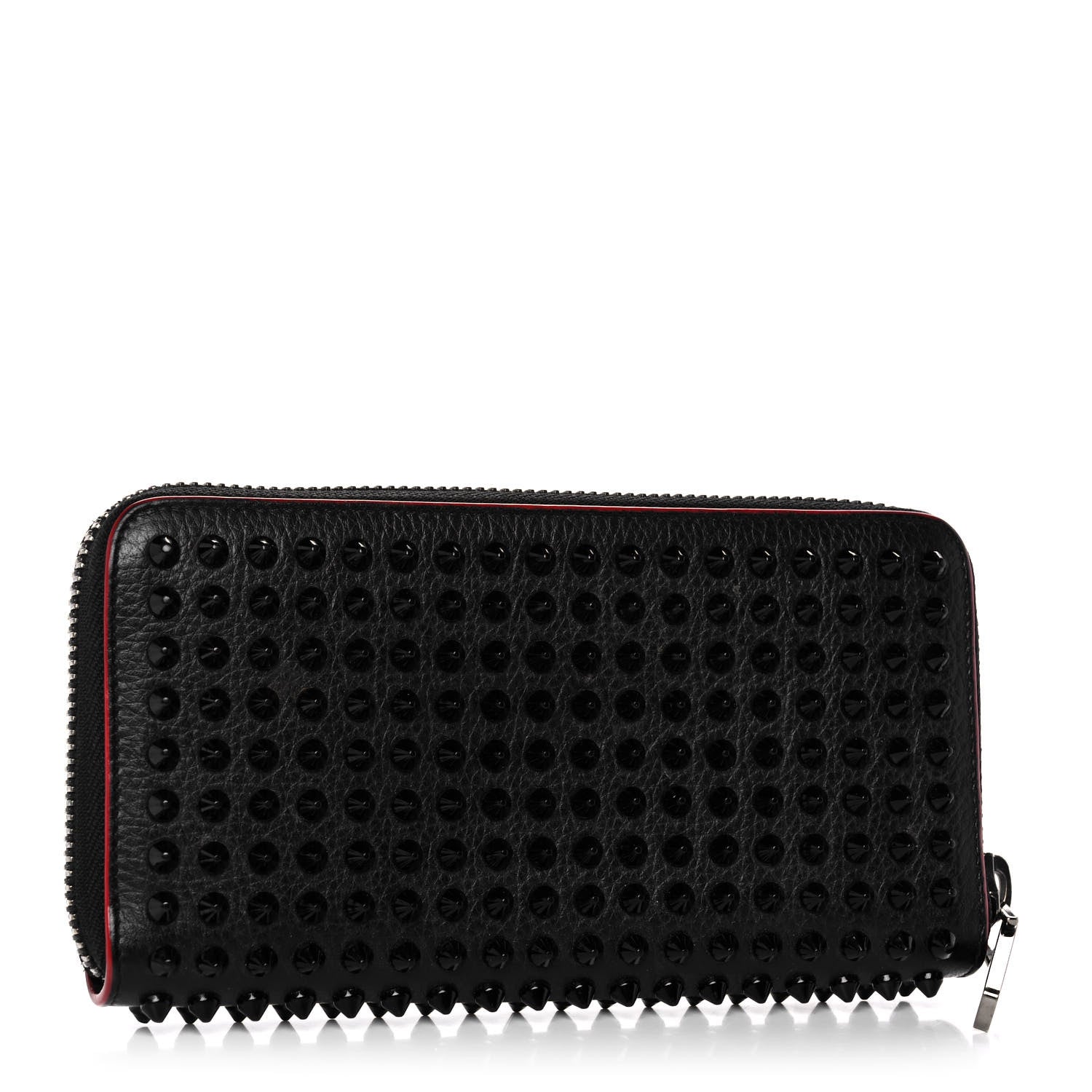 Christian Louboutin Calfskin Panettone Spiked Zip Around Wallet Black 3 of 13