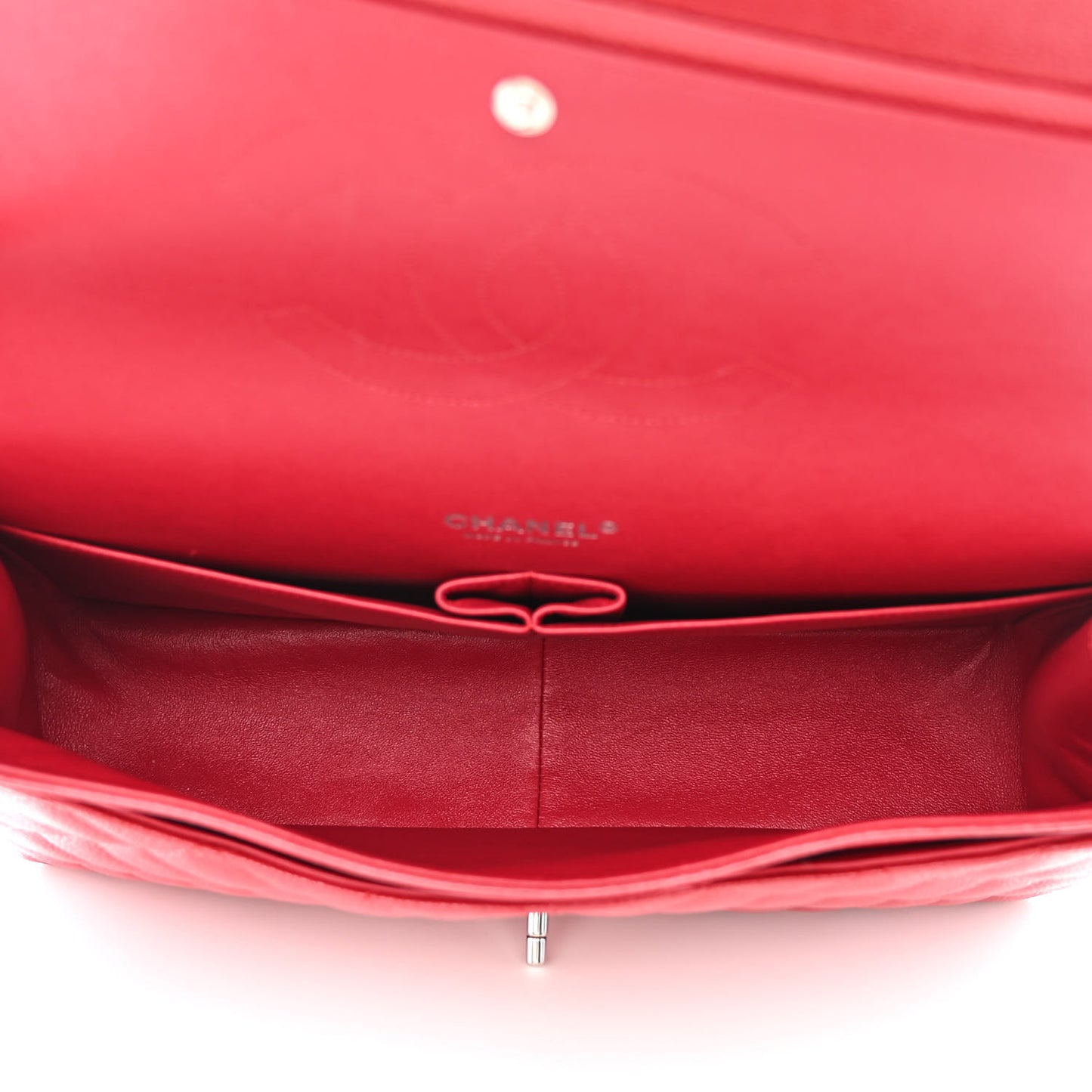Iridescent Caviar Quilted Maxi Double Flap Red