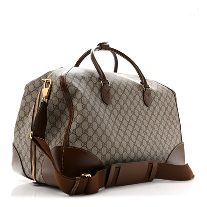 Gucci GG Supreme Monogram Azalea Calfskin Retro Interlocking G Large Duffle Bag Beige Ebony Brown Sugar 2 of 12