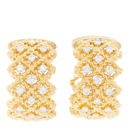 Roberto Coin 18K Yellow Gold Diamond Barocco Three Row Hoop Earrings 1 of 5
