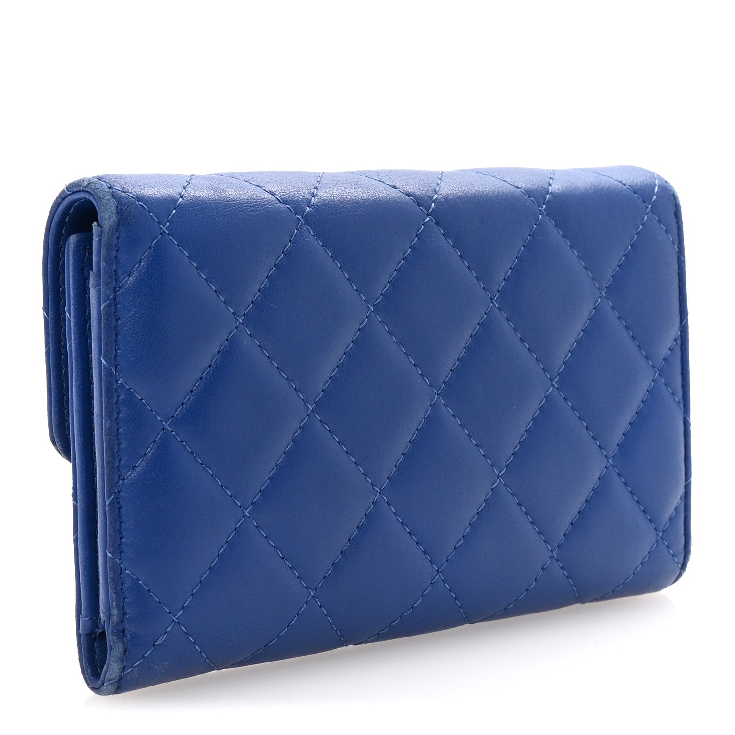 Chanel Lambskin Quilted Medium Flap Wallet Royal Blue 3 of 9