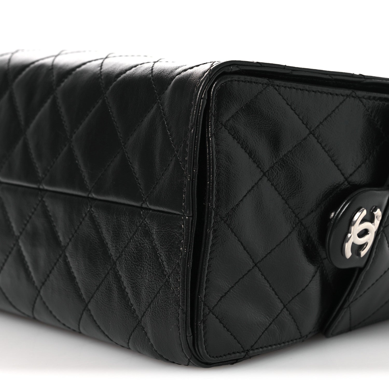 Chanel Shiny Crumpled Calfskin Quilted Small Chanel 25 Handbag Black 10 of 12