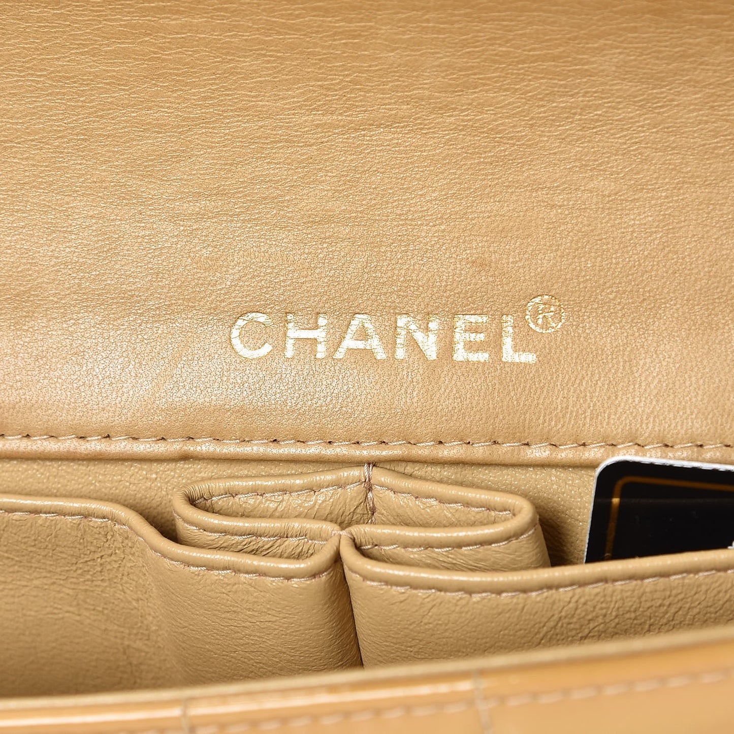 Patent East West Chocolate Bar Flap Beige